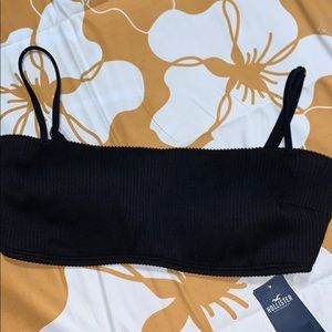 Hollister Black Ribbed Square-Neck Bikini Top